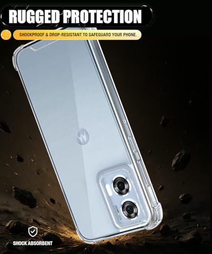 Image of WOW IMAGINE Ultra-Hybrid Crystal Clear Back Case for Moto Edge 50 Fusion 5G | Moto G96 5G | Shockproof Design | Camera Protection Bump | Hard Clear Mobile Back Cover with Cushioned Edges - Transparent