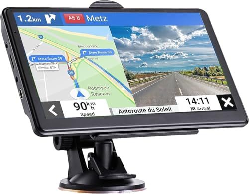 Navruf Gps Navigation For Car (7 Inch) Slimline Touch Screen Real Voice Direction ,Usa Edition 2024 (Free Lifetime Updates) Turn-By-Turn Voice And Lane Guidance cover