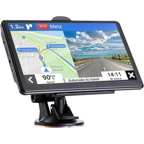 GPS Navigation for Car （7 Inch） Slimline Touch Screen Real Voice Direction ，USA Edition 2024 (Free Lifetime Updates) Turn-by-Turn Voice and Lane Guidance, Speed and Red Light Warning