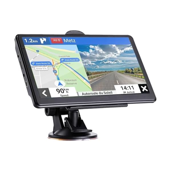 GPS Navigation for Car （7 Inch） Slimline Touch Screen Real Voice Direction ，USA Edition 2024 (Free Lifetime Updates) Turn-by-Turn Voice and Lane Guidance, Speed and Red Light Warning