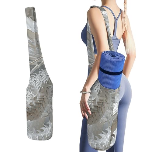Sac tapis de yoga dragon blanc en toile pour vos séances de pilates et sorties plage