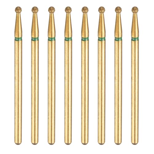 sourcing map 8pcs 100-120 Grane Diamante Rettifica Bit 2mm Testa A Sfera 2.35mm Gambo 2mm Lunghezza Titanio Placcato Pietra Levigatura Punte Rotary Tool per Unghie Macinazione Lucidatura