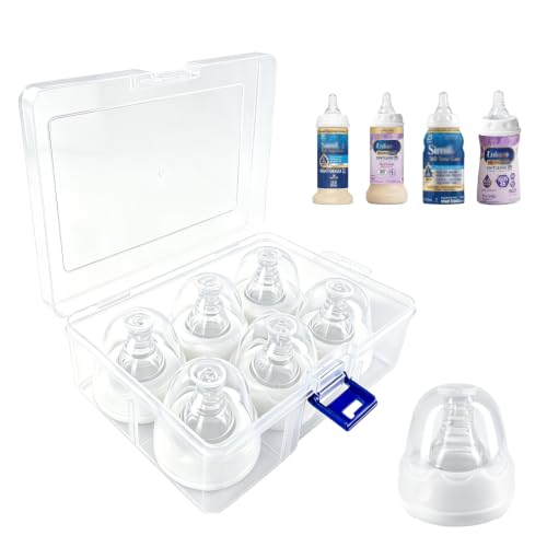 Replacement Nipples Compatible with Similac & Enfamil Ready-to-Feed Baby Bottles, Soft Silicone Baby Bottle Nipples, Medium Flow, Reusable, BPA Free, Dishwasher Safe, 6 Pack