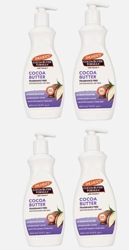 4xPalmers Cocoa Butter Formula Vitamin E Lotion Pump 400ml FRAGRANCE FREE