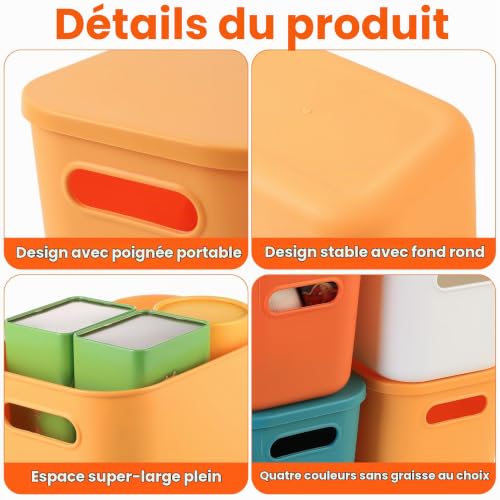 Qeapug 4 Pcs Boite Rangement Plastique avec Couvercle, Petite Boite de Rangement avec Couvercle, CaissePplastique avec Couvercles pour Chambre Enfant, Cuisine et Salle de Bain (24,5 x 17,5 x 16 cm) – vue 3
