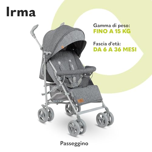 Lionelo Irma Passeggino Leggero E Pieghevole Per Bambini Da 6 Mesi Fino A 3 Anni, Compatto Con Schienale Regolabile, Posizione Sdraiata, Cinture 5 Punti, Zanzariera Cappottina Xxl - 2