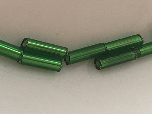 Czech Bugle Beads 40 Gr / 1.4 Oz Emerald Green Glass Tube Size #3 7Mm #TOP1