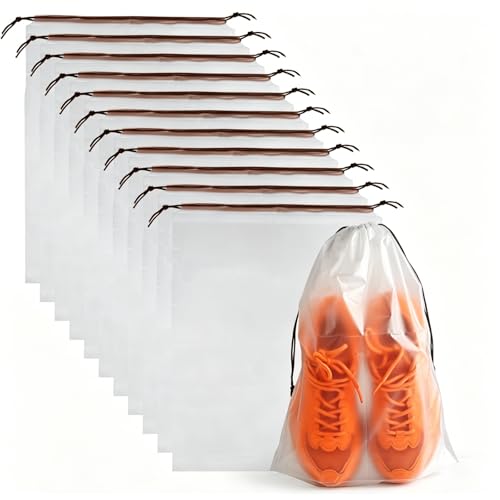 12 Pcs Shoe Bags for Travel PLULON Clear Drawstring Travel Shoe Bags for Packing (B0FBWHZXND)