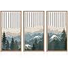 IARTTOP Large Mountain Wood Wall Art Framed Decor Set Of 3, Modern Mountain Landscape Wall Art Nature Artwork Wall Decor For Bedroom, Living room, Office-16 x32