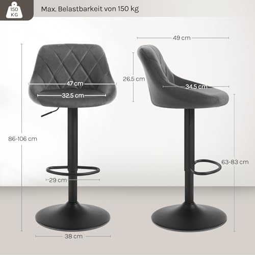 Barhocker mit Armlehne von Woltu, gepolstert und höhenverstellbar