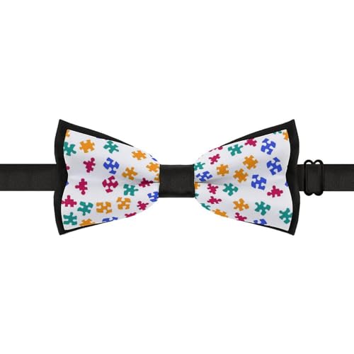 GoasNei Autism Awareness Pattern Bow Tie for Men Adjustable Necktie Funny Tie Neck Ties for Weddings Party