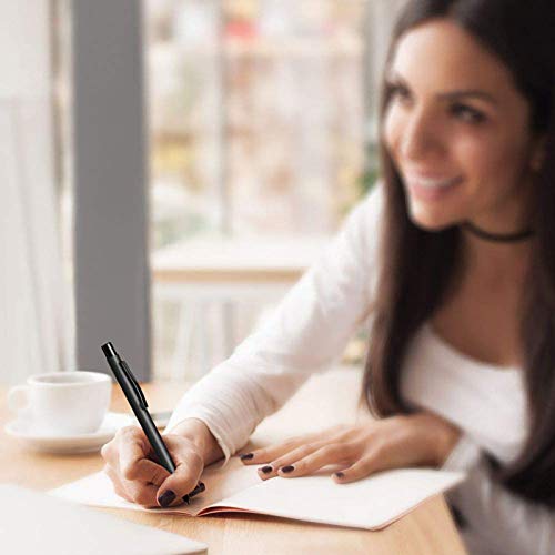 Cambond Ballpoint Pens Bulk, Black Pens Retractable Metal Ball Point Uniform Pens For Gift Business Police Men Flight Attendant, 1.0Mm Medium Point Smooth Writing, 5 Pen With 10 Refills - Black #TOP6