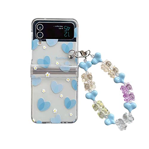 Coque Samsung Z Flip 4 rigide évite les chutes avec bracelet bleu
