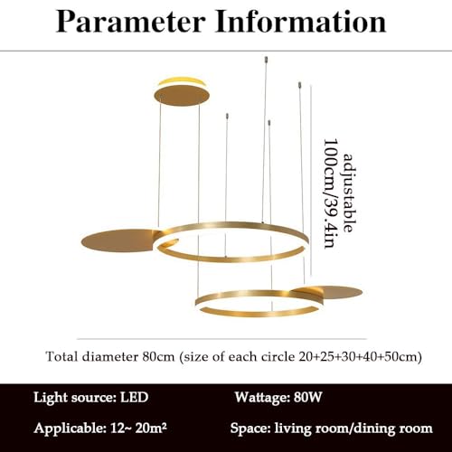 Suspension moderne à intensité variable et lustre LED dorés de chambre - 3