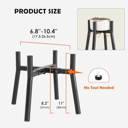 Adjustable Raised Dog Bowl Stand for 7-10.6" Diameter Food & Water Bowls - 11" Tall Elevated Feeder for Improved Comfort & Posture (Bowl Not Included) by SHAINFUN - Used condition - Image 4