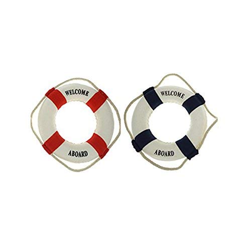 2 PCS Welcome Aboard Cloth Decorative Life Ring,Red & Blue 6