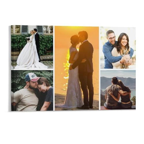 Canvas Prints with Your Photos Canvas Pictures Custom Personalized Photo Print Customized Picture Photos on Canvas Frames 5 Photo Wall Art Gifts for Family Mom Dad Couple Framed Horizontal