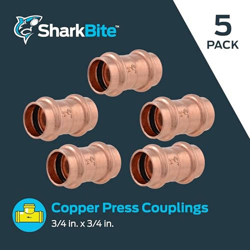 Image of SharkBite 3 /4 Inch Coupling, Copper Press Plumbing Fitting, Pack of 5, UPR016X5