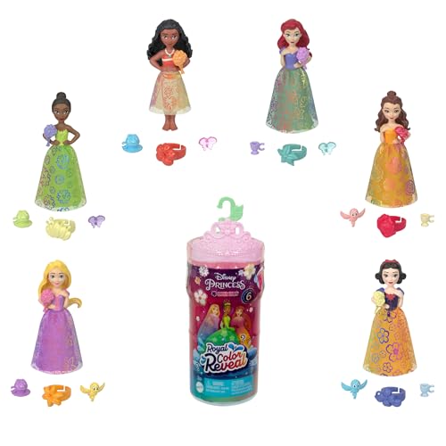 Mattel Disney Prinzessin Royal Color Reveal, kleine Puppe mit 6...