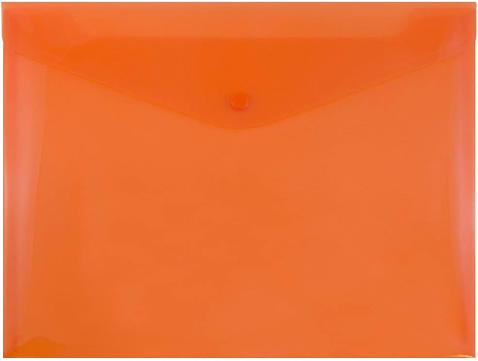 JAM PAPER Plastic Envelopes with Snap Closure - Letter Booklet - 9 3/4 x 13 - Assorted Colors - 6/Pack