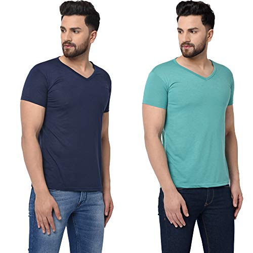 Image of JANGOBOY Men's V-Neck Cotton T-Shirt (Pack of 2)