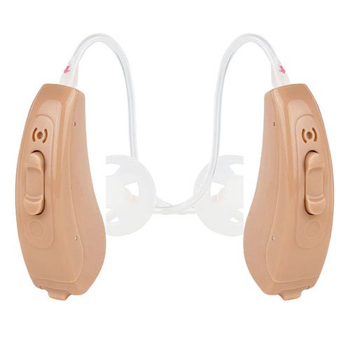 Hearing Aid to Assist Mild to Moderate Hearing, Small and Lightweight Battery Powered Hearing Aids for Adults and Seniors (Beige Pair)