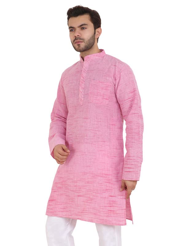 Image of LatestPlus Men's Solid Cotton Blend Ethnic Wear Regular Full Sleeve Kurta