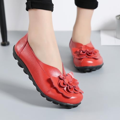 Image of MOYOWEI Women's Leather Slip On Loafers Colorful Flat Shoes