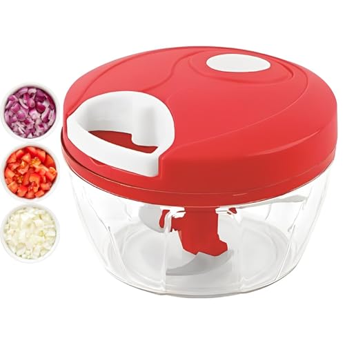 Mini Processador Triturador Manual Picador Fatiador de Alimentos com 3 lâminas 500ml (Cores Sortidas