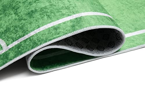 Miniatura 4 de Tapiso Emma Alfombra Antideslizante De Habitación Infantil Juvenil Dormitorio De Niño Bebé Diseño Moderno Campo De Fútbol Verde Blanco Patrón Impreso Sin Pelo Suave 120 X 170 Cm