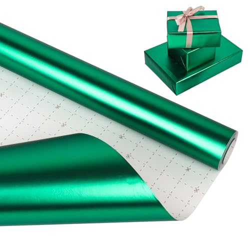 Green Wrapping Paper Roll 43cm*10m Green Metallic Wrapping Paper Matte Gift Wrap paper for Xmas Birthday Party Wedding Festive Decorations DIY Crafts