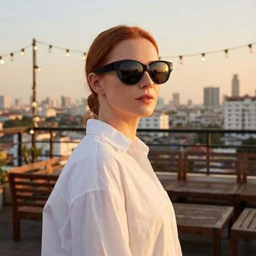 Image of HAOLOTA Fit Over Glasses Sunglasses for Women Polarized | Over Glasses Sun Glasses, UV400 Polarized Lens, Trendy Cat Eye Sunglasses, Lightweight and Flexible, Driving, Daily Use