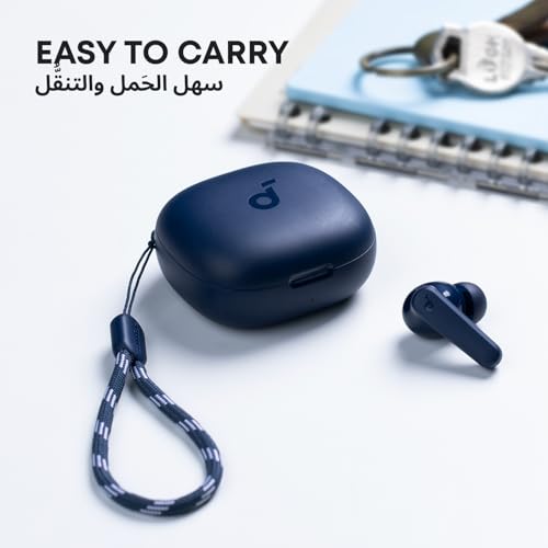 ساوند كور سماعات اذن بلوتوث P20i من انكر، مكبرات صوت داخلية 10 ملم مع صوت جهوري كبير، سماعات اذن لاسلكية حقيقية، بلوتوث 5.3، وقت تشغيل 30 ساعة، IPX5، 2 ميكروفون لمكالمات واضحة بالذكاء الاصطناعي، 22