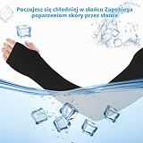 Yolev 1 sztuka chłodzący szal rękaw na ramię z otworem na palec ochrona przed słońcem chłodnica ramiona owijka golf chłodzący szal rękaw damski czarny