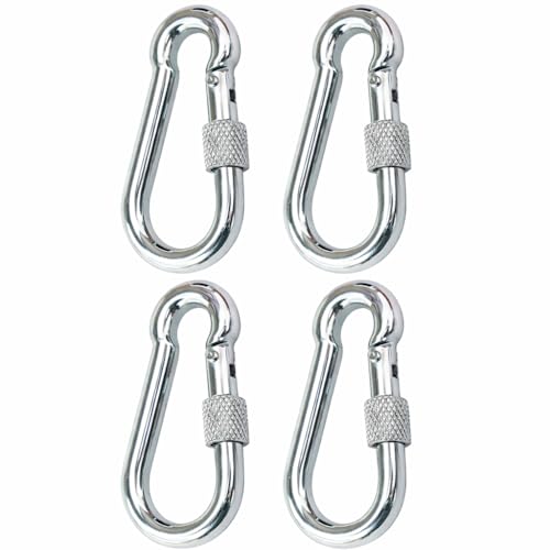 Image of 4 x Carabiner Snap Hooks 4 mm Fire Brigade Snap Hook with Safety Screw