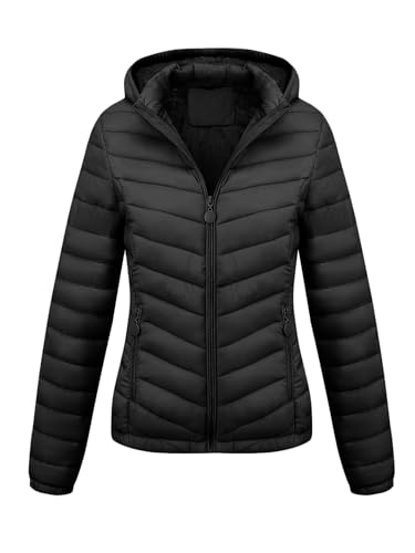 Bellivera Women's Quilted Lightweight Jacket Puffer Coat Women Bubble for Fall and Winter B-22735 Black L