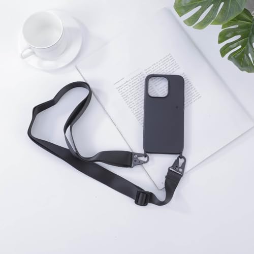 Coque silicone avec lanière iPhone 14 13 12 bandoulière ajustable protection TPU souple