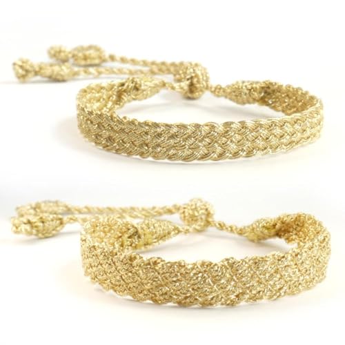 Bracelet Femme Doré – Lot de 2 Bracelets Artisanaux Style Oriental Réglables – Faits Main au Maroc – Idée Cadeau Élégant