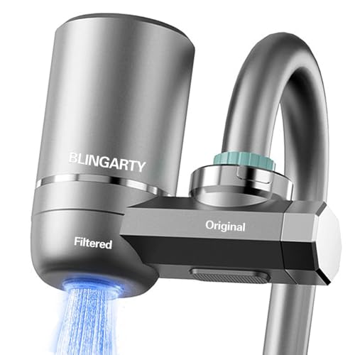 Faucet Mount Water Filter, Water Filter for Sink Faucet, Sink Water Filter with UV Light 99% Filtration Removes Impurities, NSF Certified Tap Water Purifier (Incl. 1 Filter, 13 adaptors)
