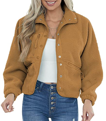 Winter Coat Women Autumn Oversized Sherpa Pullover Casual Fuzzy Fleece Sweatshirts Camel L #TOP29