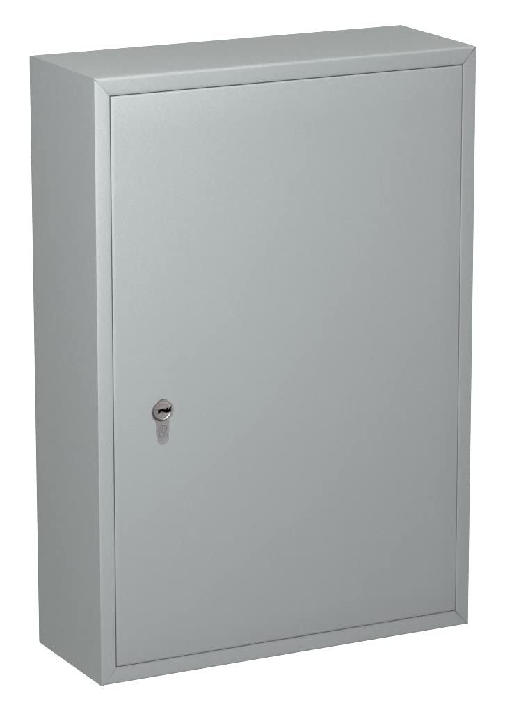 BASI Armario para llaves con perfil medio cilindro a juego de 10/30 mm, con 150 ganchos, listones de ganchos ajustables y numerados, 550 x 380 x 140 mm, acero, color gris