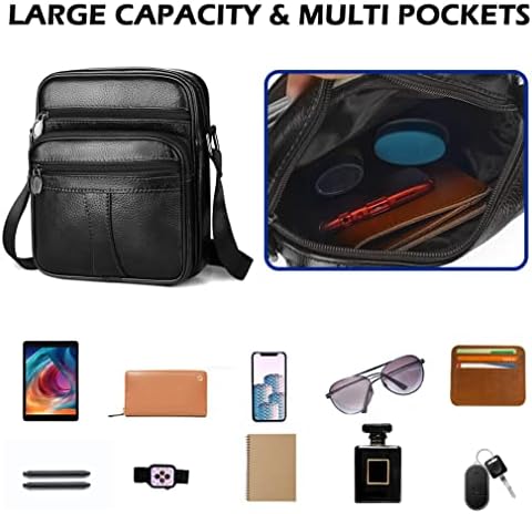 SPAHER Men Small Genuine Leather Handbag Shoulder Bag Satchel Business Messenger Backpack Crossbody Casual Sling Travelling Bag Mens Gift for Wallet Purse Mobile Phone Keys