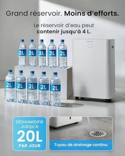 Pro Breeze OmniDry Deumidificatore Casa Muffa 20L/Giorno con Serbatoio da 4L e WiFi, Asciugatura Vestiti, sensore di umidità, Timer 24H, modalità Notturna per umidità, Muffa e condensa (30 m²) - 4