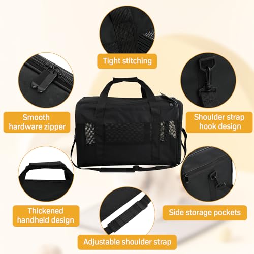 Miniatura 3 de Amexo Transportín Perro Gato, Bolsa Transporte Transpirable Para Mascotas Con Colchón Suave Transportin Gato Transportin Perro Mediano Para Gatos Y Perros De Hasta 10 Kg, 44 X 27 X 28 Cm Negro