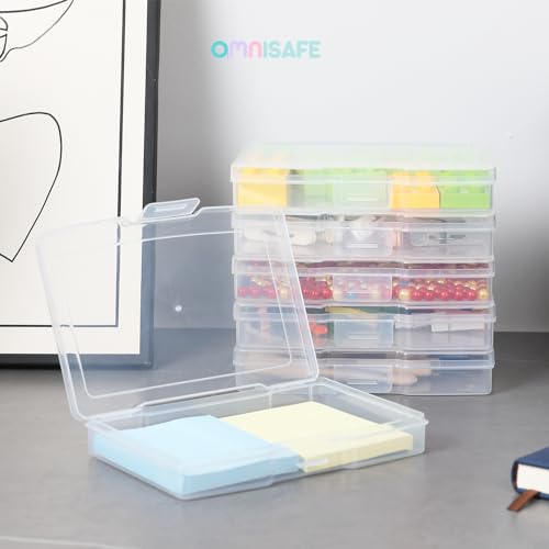 OMNISAFE 4x6 Photo Storage Cases, 6 Inner Plastic Craft Storage Container, Acid-Free Box for Pictures, Crafts, Scrapbooking, Photo Keeper