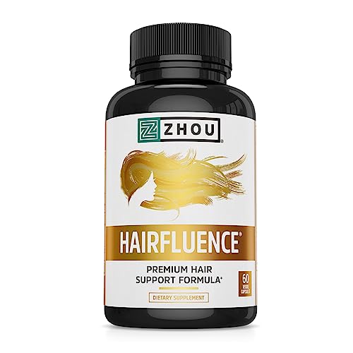 Zhou Hairfluence | Premium Hair Growth Formula Capsule For Longer, Stronger, Healthier Hair | Biotin, Collagen, Keratin, B Vitamins, Bamboo Extract | For All Hair Types | 60 Vegcaps #TOP27