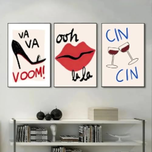 Impression sur toile talons hauts TONGYINLI tableau esthétique 3 cadres 70x90cm