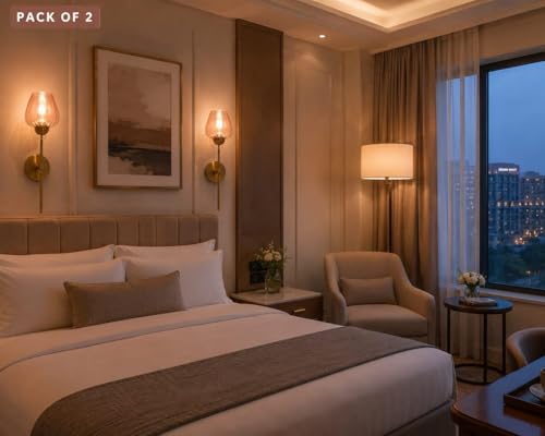 Image of Premium Gold Finish Wall Lamp for Bedroom, Living Room, Restaurants, Dining, Coffee Shop, Home Etc. (Bulb Include)