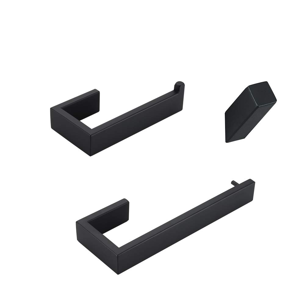 YJ YANJUN 3-Piece Bath Hardware Towel Bar Black Bathroom Towel and Toilet Paper Holder Set Accessory Set Mattle Black