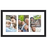 upsimples 8x14 Collage Picture Frame, Display Pictures 3 4x6 with Mat or 8x14 Without Mat, Wall Hanging 3 4x6 Picture Frame Collage Wall Decor, Black, 1 Pack